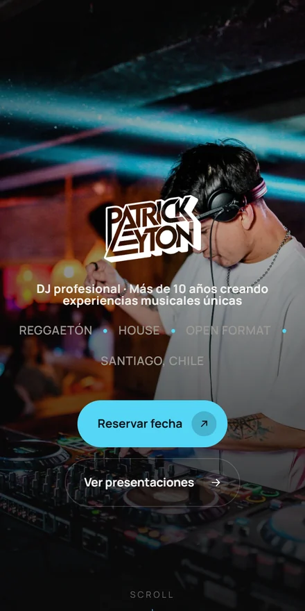 Sitio web portafolio DJ en el celular